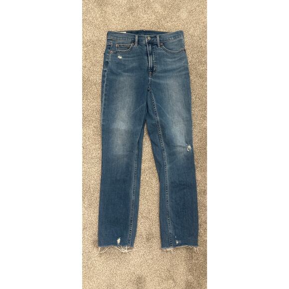 GAP Cigarette High Rise Raw Hem Straight Leg Jeans, sz 4 (27) - Picture 1 of 7